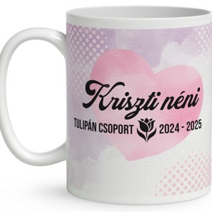 Neves ajándék óvónéniknek - Tündéri Tulipános manólány mintás bögre - otthon & életmód - konyhafelszerelés, tálalás - tálalás - bögre & csésze - Meska.hu