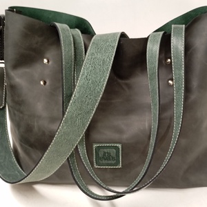 Bevásárló táska zöld/szürke - táska & tok - kézitáska & válltáska - nagy pakolós táska - Meska.hu