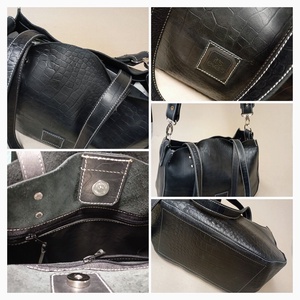 Kisebb mindentbele táska - krokodilfekete - táska & tok - kézitáska & válltáska - nagy pakolós táska - Meska.hu