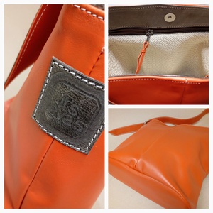 Elegáns válltáska_narancssárga szürkével - táska & tok - kézitáska & válltáska - nagy pakolós táska - Meska.hu