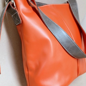 Elegáns válltáska_narancssárga szürkével - Meska.hu