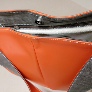 Elegáns válltáska_narancssárga szürkével - táska & tok - kézitáska & válltáska - nagy pakolós táska - Meska.hu