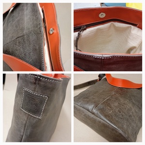 Elegáns válltáska_szürke narancssárgával - táska & tok - kézitáska & válltáska - nagy pakolós táska - Meska.hu