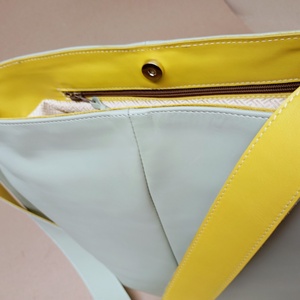 Elegáns válltáska_almazöld/citromsárga - táska & tok - kézitáska & válltáska - nagy pakolós táska - Meska.hu