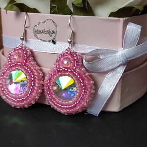 Karina fülbevaló (rózsaszín)  - ékszer - fülbevaló - lógós kerek fülbevaló - Meska.hu