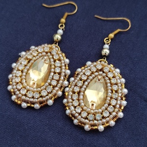 Golden drop - ékszer - fülbevaló - lógó csepp fülbevaló - Meska.hu