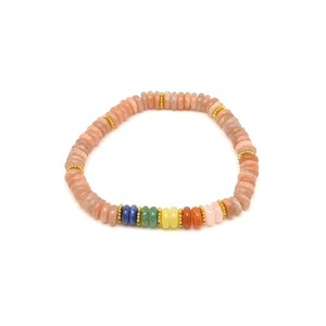 Holdkő barack árnyalatú ásvány karkötő 5 korong köves díszítéssel 62 mm, Ékszer, Karkötő, Ásványkarkötő, , MESKA