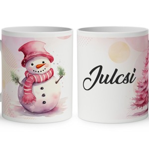 Kérd a neveddel - Édes pink hóember mintás bögre, Otthon & Életmód, Konyhafelszerelés, tálalás, Tálalás, Bögre & Csésze, , MESKA