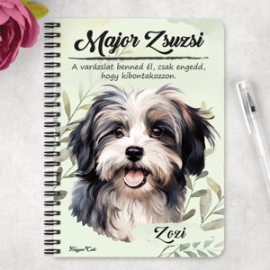 Személyre szabható - Szürke Havanese portré mintás A6-os füzet - otthon & életmód - papír, írószer - jegyzetfüzet & napló - Meska.hu