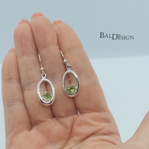 Ezüst peridot fülbevaló, Ékszer, Fülbevaló, Lógó csepp fülbevaló, , MESKA