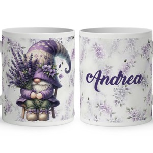 Névvel kérhető - Levendulás manó egy csokorral mintás bögre, Otthon & Életmód, Konyhafelszerelés, tálalás, Tálalás, Bögre & Csésze, , MESKA