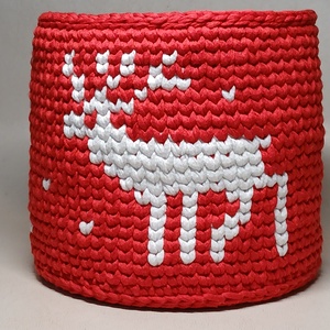 Szarvas tárolókosár/kaspó, Otthon & Életmód, Tárolás & Rendszerezés, Tárolókosár, Horgolás, MESKA