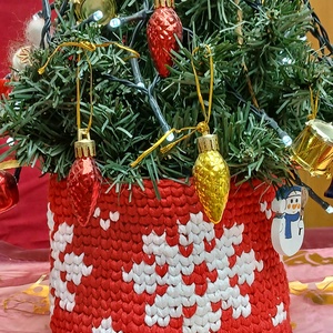 MikulásvirágHópehely tárolókosár - otthon & életmód - tárolás & rendszerezés - tárolókosár - Meska.hu