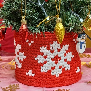 MikulásvirágHópehely tárolókosár, Otthon & Életmód, Tárolás & Rendszerezés, Tárolókosár, Horgolás, MESKA