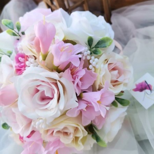 Frézia-Rózsa menyasszonyi, esküvői csokor_szett_ hajdísz, kitűző - esküvő - menyasszonyi- és dobócsokor - Meska.hu