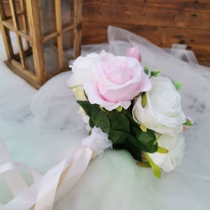 Frézia-Rózsa menyasszonyi, esküvői csokor_szett_ hajdísz, kitűző - esküvő - menyasszonyi- és dobócsokor - Meska.hu