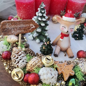 Adventi koszorú, szarvas karácsonyi dekoráció - karácsony - adventi díszek - adventi koszorú - Meska.hu