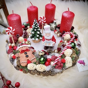 Télapó Mikulás és Mézeskalács adventi koszorú - karácsony - adventi díszek - adventi koszorú - Meska.hu