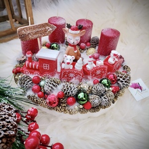 Szarvas vonatos vonat mozdony karácsonyi adventi koszorú - karácsony - adventi díszek - adventi koszorú - Meska.hu