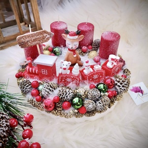 Szarvas vonatos vonat mozdony karácsonyi adventi koszorú - karácsony - adventi díszek - adventi koszorú - Meska.hu