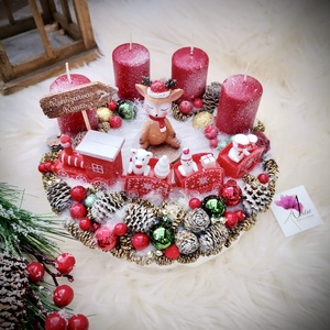 Szarvas vonatos vonat mozdony karácsonyi adventi koszorú - karácsony - adventi díszek - adventi koszorú - Meska.hu