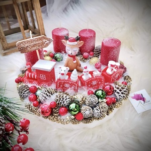 Szarvas vonatos vonat mozdony karácsonyi adventi koszorú - karácsony - adventi díszek - adventi koszorú - Meska.hu