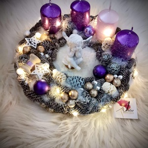 Angyal világító adventi koszorú - karácsony - adventi díszek - adventi koszorú - Meska.hu
