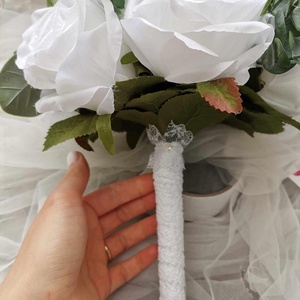 Pasztell Menyasszonyi csokor örök, csokor örökcsokor, fehér rózsa latte csokor - esküvő - menyasszonyi- és dobócsokor - Meska.hu