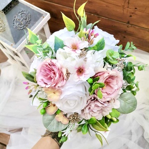 Pasztell Menyasszonyi csokor örök, csokor örökcsokor, fehér rózsa latte csokor - esküvő - menyasszonyi- és dobócsokor - Meska.hu