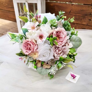 Pasztell Menyasszonyi csokor örök, csokor örökcsokor, fehér rózsa latte csokor - esküvő - menyasszonyi- és dobócsokor - Meska.hu