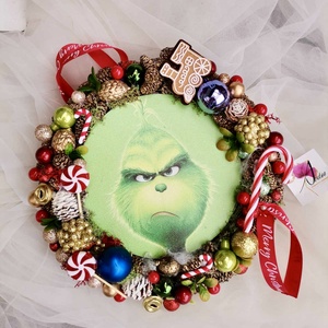 Grincs grinch karácsony karácsonyi ajtódísz, kopogtató - karácsony - karácsonyi lakásdekoráció - karácsonyi ajtódíszek - Meska.hu