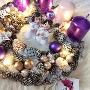 Akció! Angyal világító adventi koszorú, angyalka világít koszorú - karácsony - adventi díszek - adventi koszorú - Meska.hu