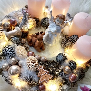 Angyal világító adventi koszorú, angyalka világít koszorú - karácsony - adventi díszek - adventi koszorú - Meska.hu
