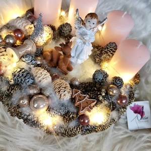 Angyal világító adventi koszorú, angyalka világít koszorú - karácsony - adventi díszek - adventi koszorú - Meska.hu