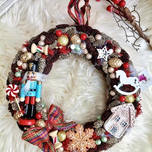 AKCIÓ! Diótörő mézeskalács ajtódísz, karácsonyi kopogtató  - karácsony - karácsonyi lakásdekoráció - karácsonyi ajtódíszek - Meska.hu