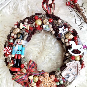 AKCIÓ! Diótörő mézeskalács ajtódísz, karácsonyi kopogtató  - karácsony - karácsonyi lakásdekoráció - karácsonyi ajtódíszek - Meska.hu