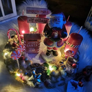 Mikulás Télapó adventi koszorú, világító adventi dísz  - karácsony - adventi díszek - adventi koszorú - Meska.hu