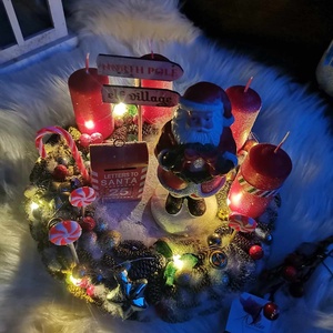 Mikulás Télapó adventi koszorú, világító adventi dísz  - karácsony - adventi díszek - adventi koszorú - Meska.hu