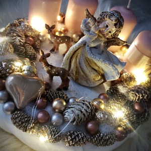 Világító adventi koszorú , angyal koszorú, karácsonyi asztaldísz dekoráció   - karácsony - adventi díszek - adventi koszorú - Meska.hu