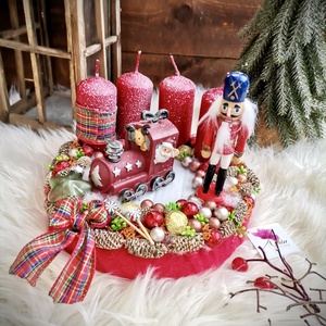 Diótörő adventi koszorú_mozdony, vonat adventi koszorú - karácsony - adventi díszek - adventi koszorú - Meska.hu