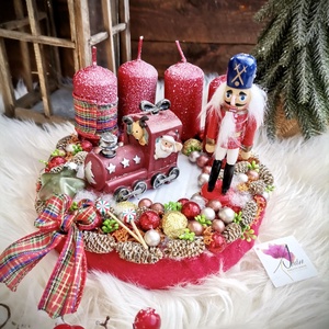 Diótörő adventi koszorú_mozdony, vonat adventi koszorú - karácsony - adventi díszek - adventi koszorú - Meska.hu