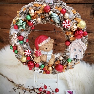 Világító karácsonyi ajtódísz, kopogtató - karácsony - adventi díszek - adventi ajtódísz - Meska.hu
