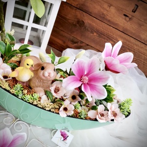 Csónak dekoráció, Selyemvirág asztaldísz , Magnólia tál - otthon & életmód - dekoráció - asztal és polc dekoráció - asztaldísz - Meska.hu