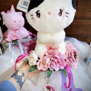 Ballagási csokor cica plüssel, ballagás csokor, óvoda, iskola _cica plüss - otthon & életmód - dekoráció - virágdísz és tartó - csokor & virágdísz - Meska.hu