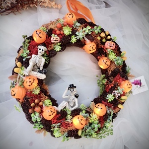 Világító halloween Ajtódísz, kopogtató  - otthon & életmód - dekoráció - halloween - halloweeni ajtódíszek és ablakdíszek - Meska.hu
