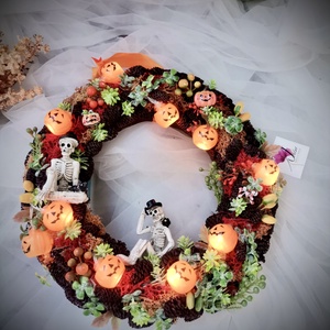 Világító halloween Ajtódísz, kopogtató  - otthon & életmód - dekoráció - halloween - halloweeni ajtódíszek és ablakdíszek - Meska.hu