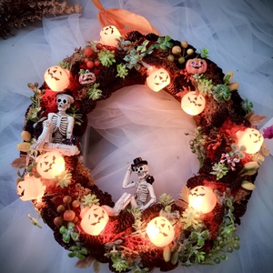 Világító halloween Ajtódísz, kopogtató  - Meska.hu