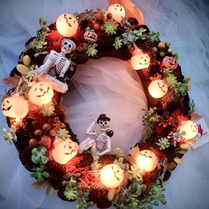Világító halloween Ajtódísz, kopogtató  - otthon & életmód - dekoráció - halloween - halloweeni ajtódíszek és ablakdíszek - Meska.hu