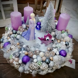 Jégvarázs, Elza adventi koszorú, világító adventi dísz froozen koszorú - karácsony - adventi díszek - adventi koszorú - Meska.hu