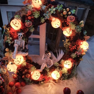 Világító halloween Ajtódísz, kopogtató  - otthon & életmód - dekoráció - halloween - halloweeni ajtódíszek és ablakdíszek - Meska.hu